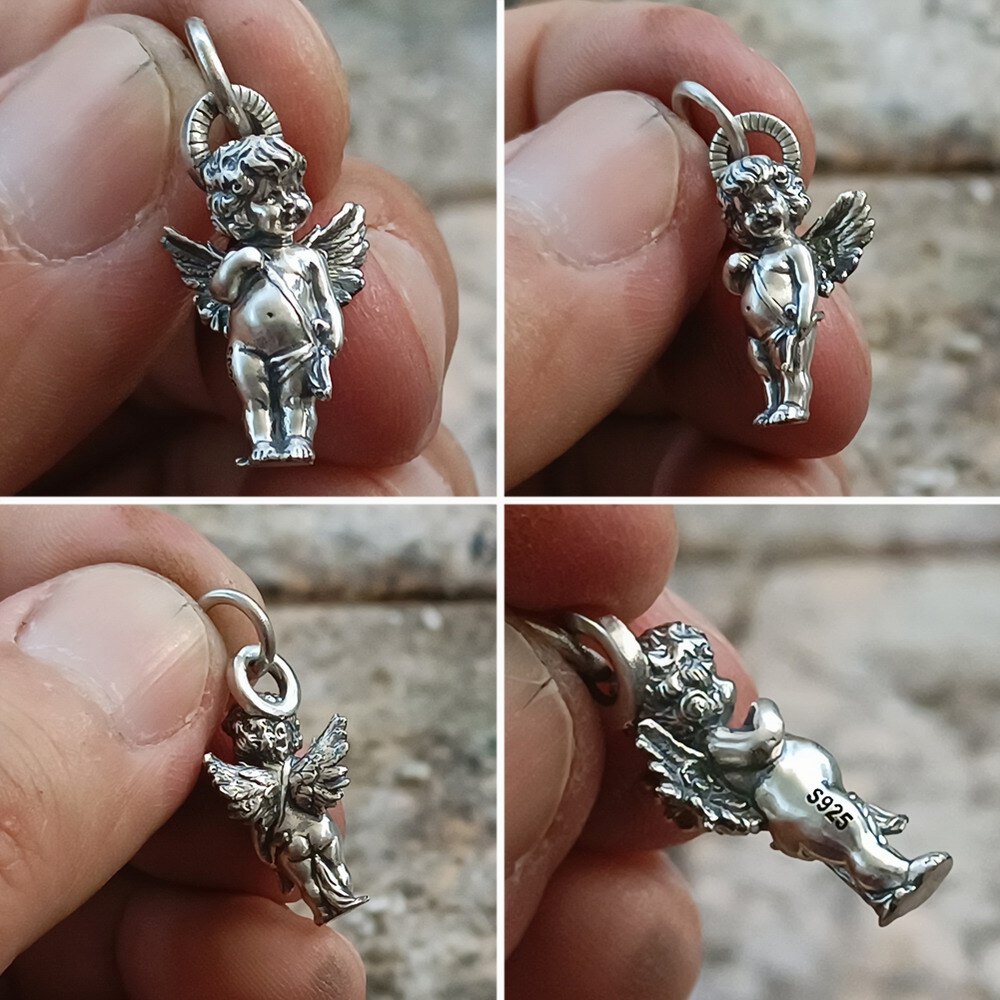 Linsion 925 Sterling Zilver God Van Liefde Cupido Mooie Angel Charms Little Hanger TA317