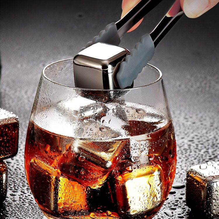 Wijn Whiskey Stones Chiller Ijs Steen 304 Rvs Ice Cubes 4 6 8 Pecs Herbruikbare Metalen Bier Koeler Met ijs Tang