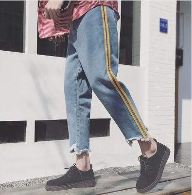 BLUE edge Ripped Biker Jeans Men Denim Super Skinny Famous Brand Slim in Casual harem Pants Scratched Trousers 2XL: light blue / S