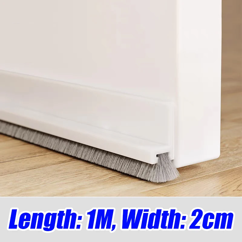 1/5M Self-adhesive Wind Dust Blocker Stopper with Brush Door Sealing Draft Stopper Strip Home Bedroom Sound Insulation Strip: SKY BLUE / Other