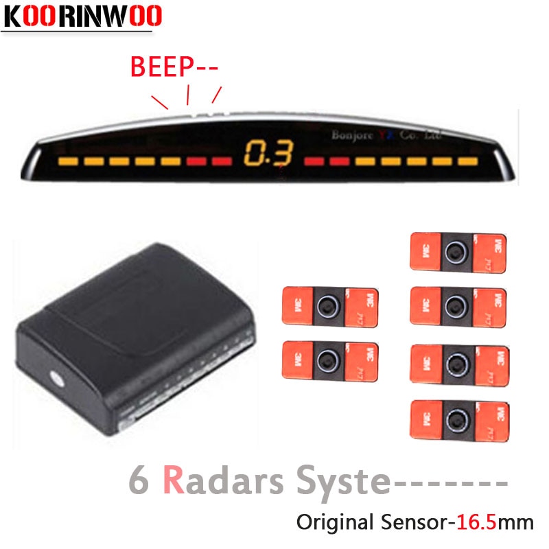 Koorinwoo Lcd Monitor Kleurrijke Parkeer Sensor 6 Radars 2 Front 4 Terug Probes Parktronic Systeem Auto Detector Helpen Jalousie