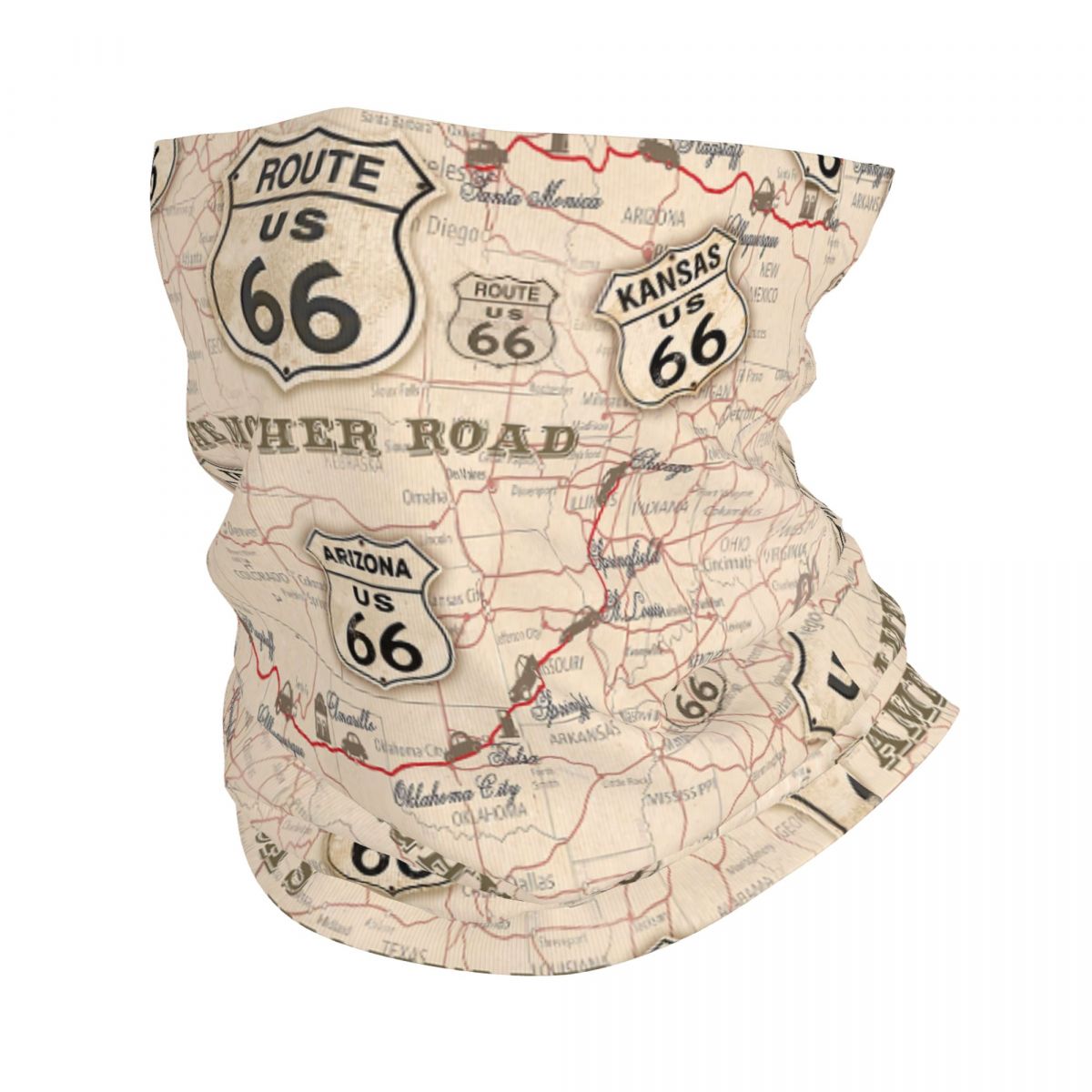 Benutzerdefinierte Ride The Route 66 Bandana Halstuch Gesichtsschal Abdeckung Biker Motorrad Cruise America Highway Stirnband Schlauch Sturmhaube: Orange