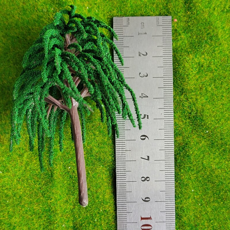 8pcs Willow Tree Model Miniature Simulation 10cm Green Tree Model Sand Table Material City Street Highway Railway Model Layout