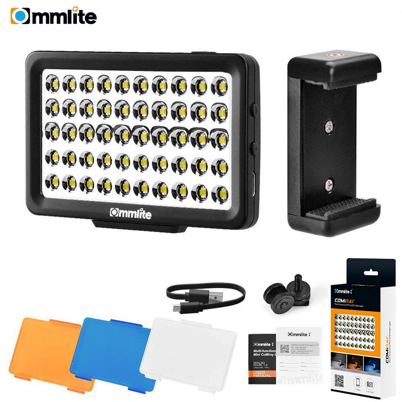 Commlite CM-L50 II LED Kamera Video Licht, 50 LED 5700-6000K Dimmbare Mini-Panel Licht für Canon Nikon Kameras Smartphone GoPro