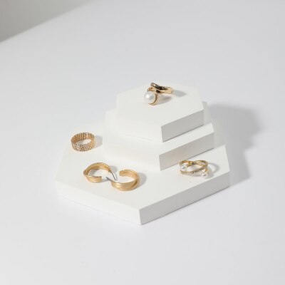White Gypsum Jewelry Display Blocks Earrings Display Stand Rings Pendant Display Holder: Set Three 3pcs