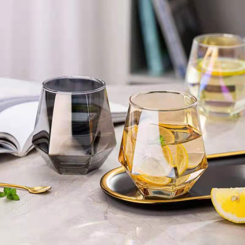 Hexagon Wine Glass Tumbler Mug Latte Coffee Fruit Juice Whiskey Cups Drinking Bar Club RR2180