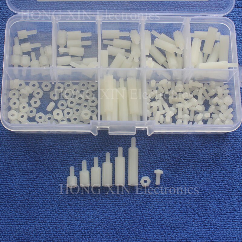 M2.5 White Male-Female Nylon Hex Thread Standoff Spacers PCB Screws nuts Bolt Assortment kit set Fastener Hardware