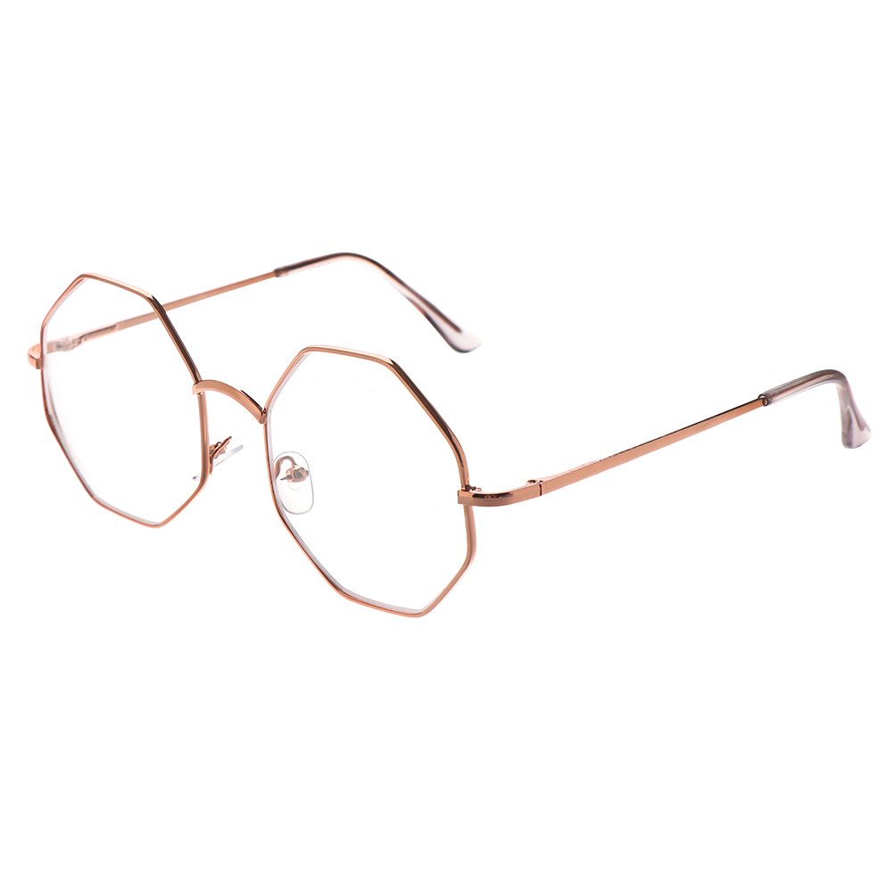 Metalen Polygon Leesbril Vrouwen Mannen Ultra Lichte Hars Verziend Brillen Eyewear Vergrootglas Bril Dioptrie-1.00 ~-4.0: +200 / Gold