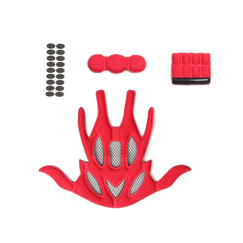 Skumpolstringssett beskyttelsesfôr indre beskyttelsesputer nett erstatning pute pute matter for sykkel sykkel motorsykkel hjelmer: Rød
