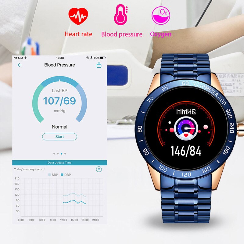 Luik Smart Horloge Mannen Fitness Tracker IP67 Waterdicht Hartslag Bloeddrukmeter Stappenteller Android Ios Sport Smartwatch