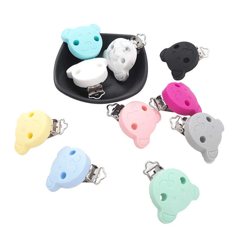 Chenkai 10PCS Siliconen Beer Clips Baby Dier Fopspeen Clip Dummy Soepeler Houder Voor DIY Baby Chewable Fopspeen Chain