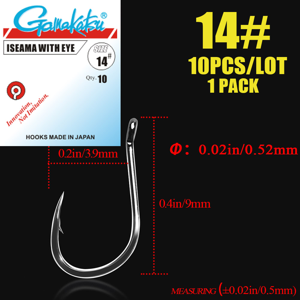 Gamakatsu 10 unids/lote Iseama 1/0 # -14 # Anzuelos de pesca, anzuelo de carpa, anzuelo de mar de acero rico en carbono, accesorios de pesca con mosca, aparejos: 11 / BLANCO