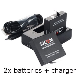 Original SJCAM SJ8 Battery 1200mAh Rechargeable Li-ion Battery for SJ8 Pro/SJ8 Plus/SJ8 Air Actioin Camera: 2 battery 1 charger
