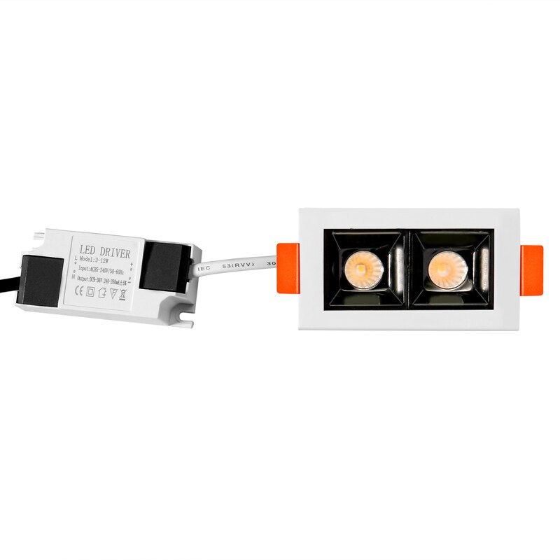 Tira LED Downlight lámpara de techo de rejilla rectangular empotrada 4W 10W 20W 30W AC85 ~ 265V, foco LED para tienda de Decoración de casa