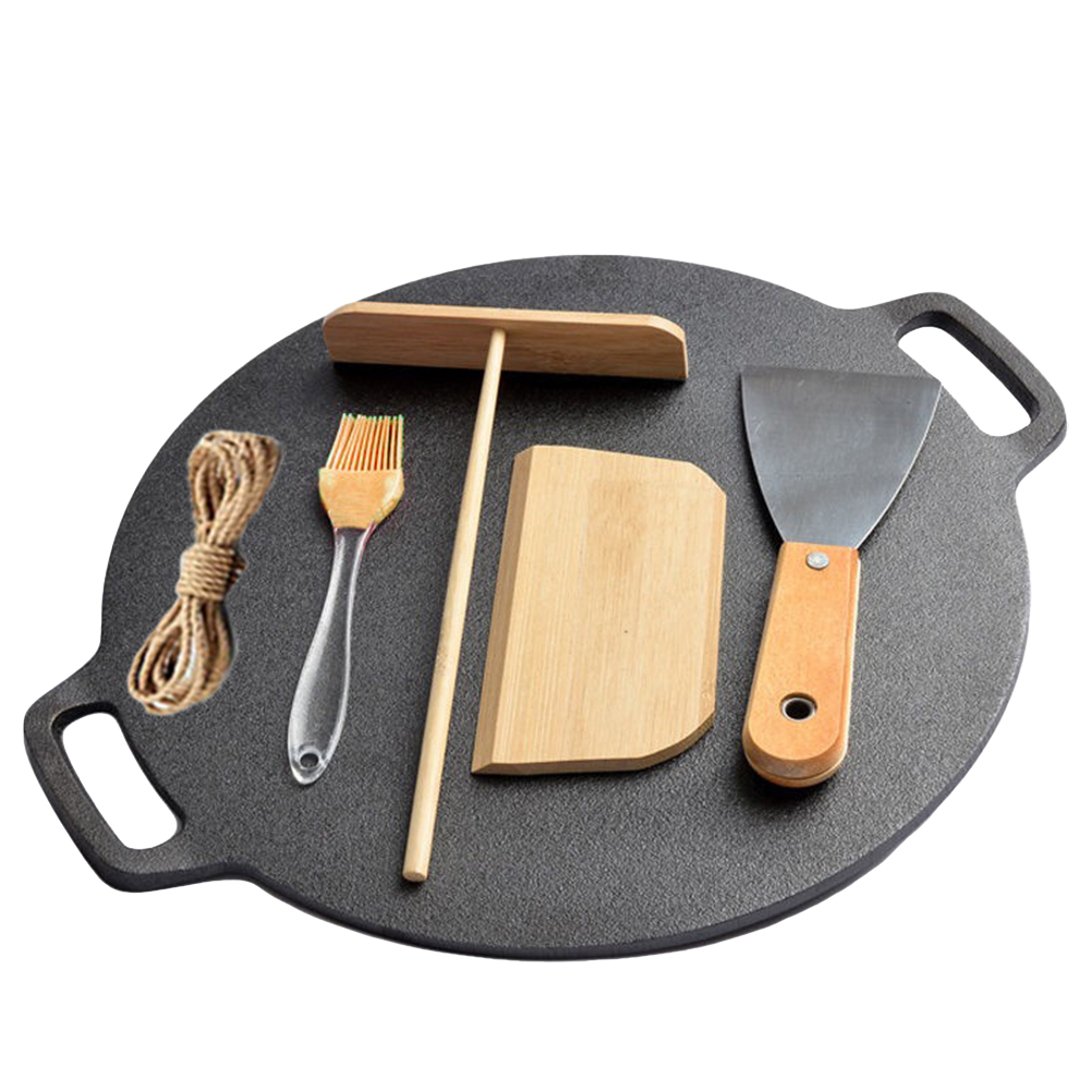 Pannkakspanna pannkaksjärn non-stick pannkaksstekpanna rund pannkaksbakpanna med handtag grillpanna för grillpicknick