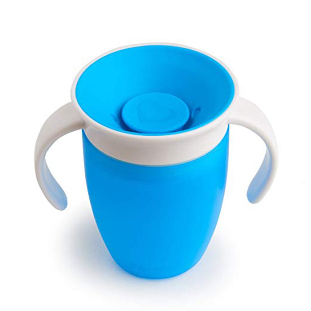 240ml baby læring drikke kop mirakel 360 graders træner kopper no-spill træner vand kop med to håndtag til spædbarn baby: Blå
