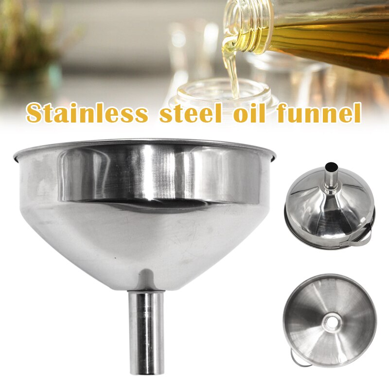 12cm Stainless Steel Cone Funnel Pour Oil Liquid Funnel Hopper Kitchen Home Tool E2S