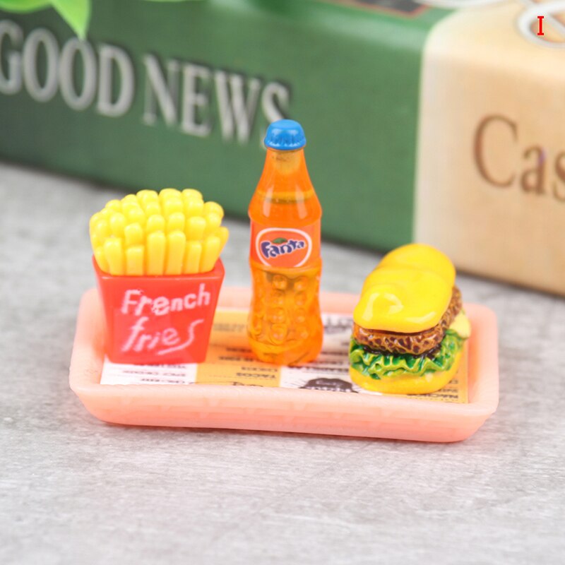 Dollhouse Trays Plates Mini Hamburg Food Dishes Kitchen Tableware Decor Toy for children Girls For Dollhouse Accessories: I