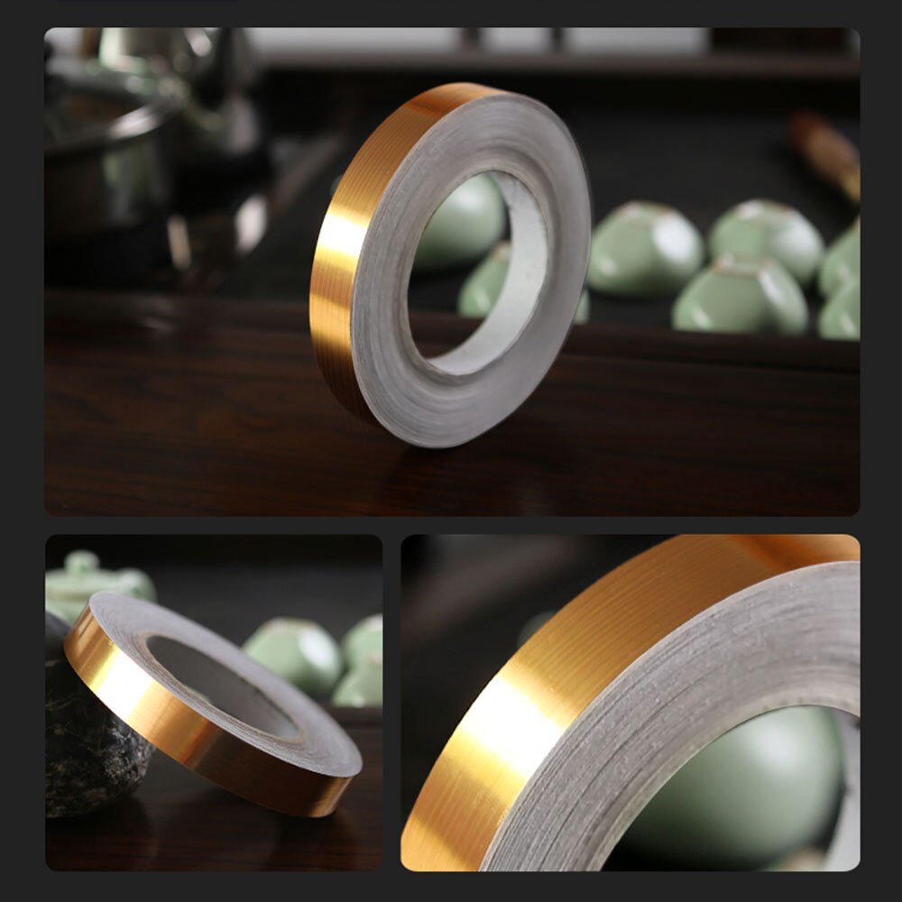 50M Mold Proof Gap Tape Self Adhesive Seam Wall Line Paste Gold Foil Line Floor Tile Ground Strip Tape Gap Stickers Home Decor