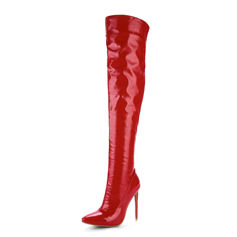 DoraTasia Plus Größe 48 Spitz Frauen Schuhe Stiefel sexy dünn hoch Hacke Party Schuh frau Winter ovet sterben knie Stiefel: verrotten / 15