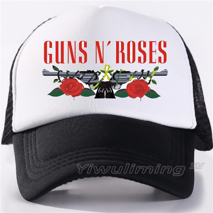 NewSummer Trucker Caps Guns and Roses Cool Summer Black Adult Cool Baseball Mesh Net Trucker Caps Hat for Men Adjustable: 1