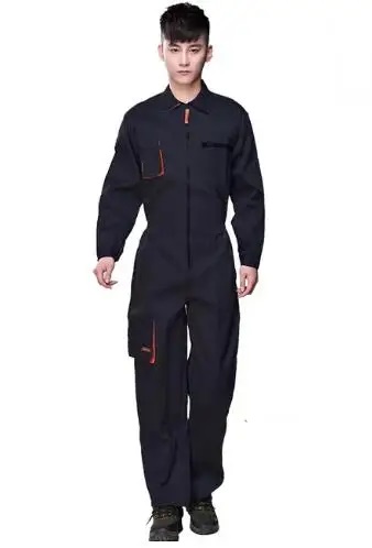 Monos De Trabajo para Hombre, uniformes De cuello levantado, ropa mecánica, Siameses, cintura elástica, Overol De Trabajo: XL / Negro