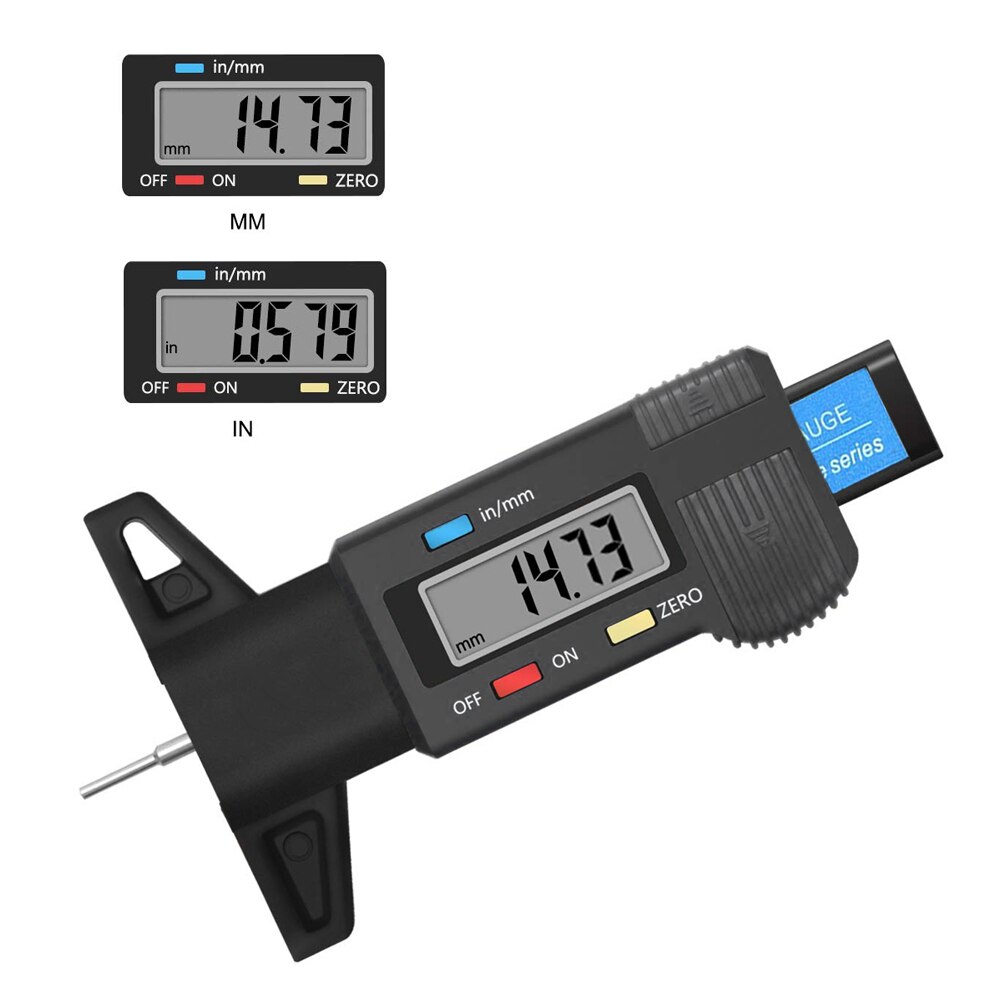 Digital Car Tyre Tire Tread Depth Gauge Meter Measurer Tool Caliper Thickness Gauges Tread Brake Pad Shoe Tire Monitoring System