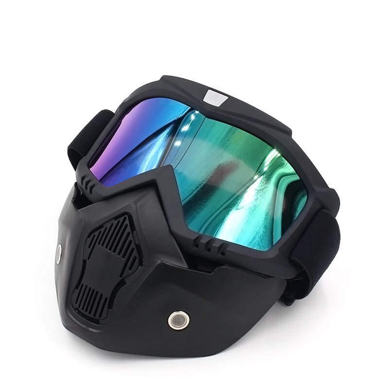 Máscara de polvo de cara de motocicleta desmontable gafas de Motocross Filtro de boca para Cafe Racer Modular Open Face Moto Vintage cascos