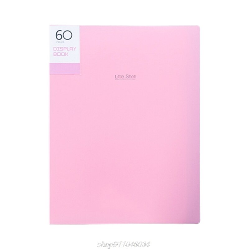 A4 Display Book 20/30/40/60 Pages Transparent Insert File Folder Document Storage Bag Office Supplies M09 21: Pink 60 Page