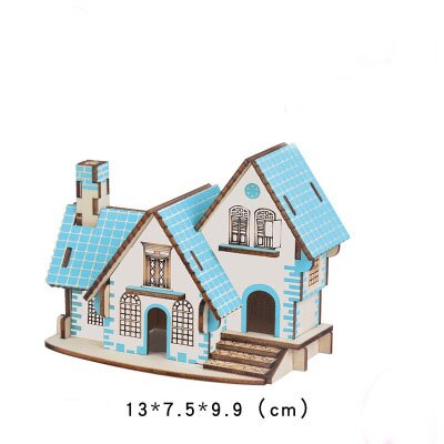 Christmas goods 3D wooden puzzle toy building house DIY manual assembly kit children's educational toys: N