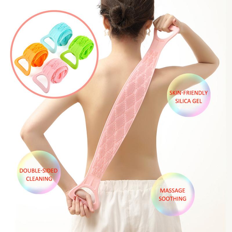 Siliconen Wrijven Handdoek Lange Badhanddoek Pull Back Strap Wassen Scrubber Scrub Siliconen Wassen Bad Borstels Sponzen Scrub