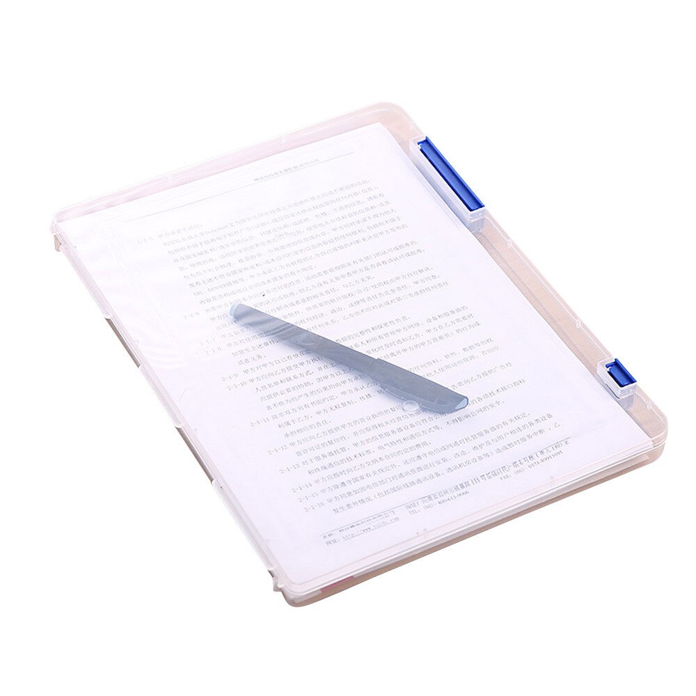 100 Sheets A4 Paper Storage Box Clear Plastic File Storage Holder Multilayer Expanding Box School Office Stationery #YJ: Blue 