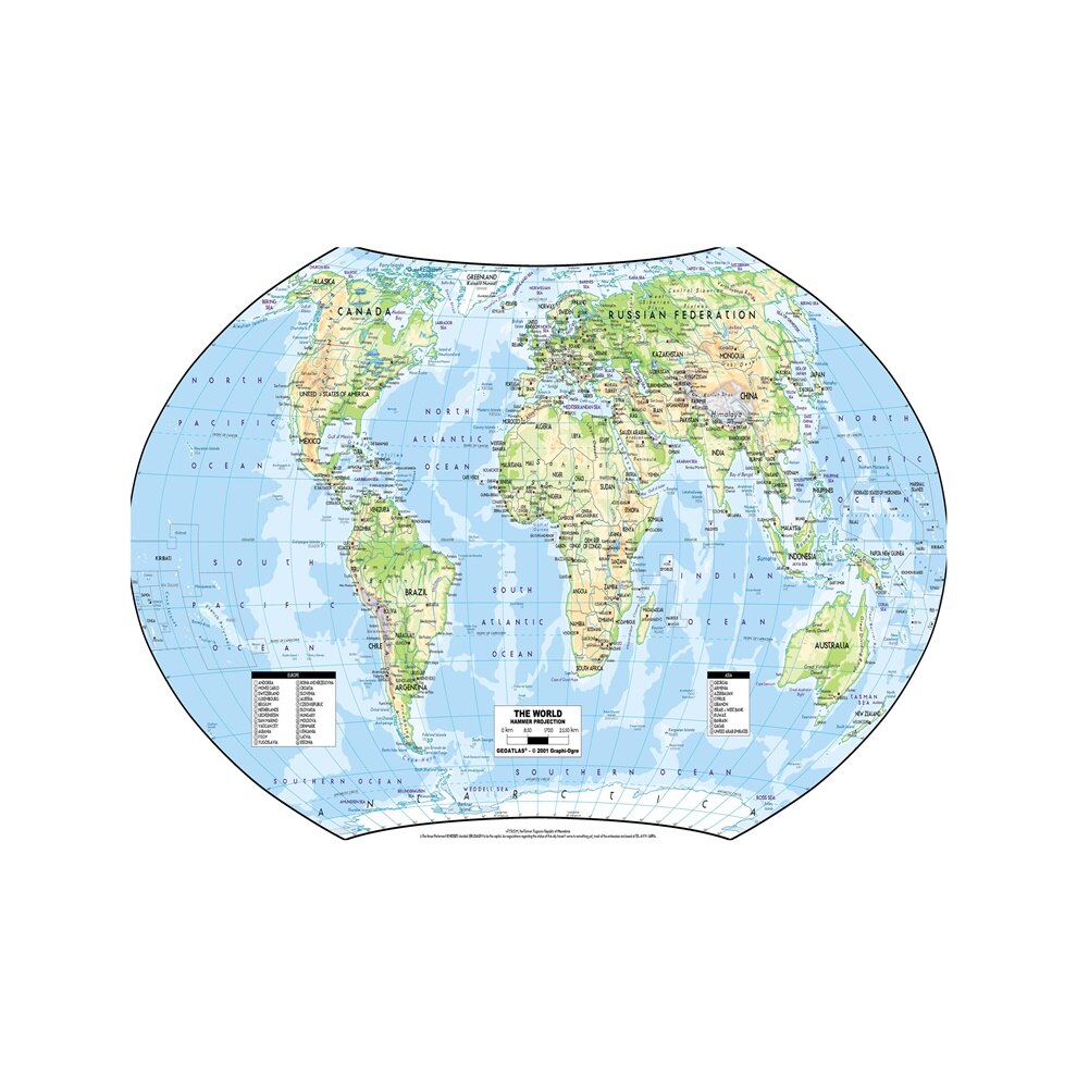 A2 Size The World Map Hammer Projection HD Fine Canvas Wall Map Unframed Home Decor Crafts