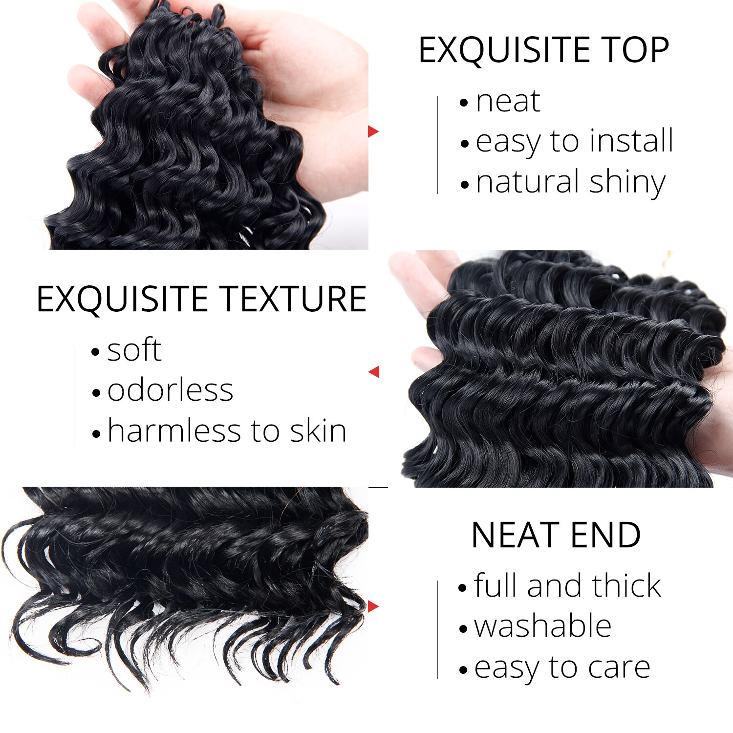 Ombre Braiding Hair Synthetic Hair Braids Extensions 3pieces/pack 10'' Freetress Deep Wave Crochet Hair Braid Afro Hair Braids