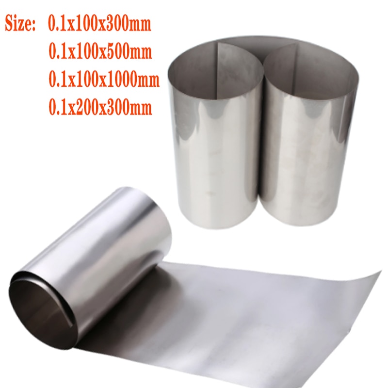 1pc 0.1mm thickness 100/200 MMTi Foil Thin Sheet Length 300 / 500 / 1000 mm Gr2 Titanium Foil Silver Thin