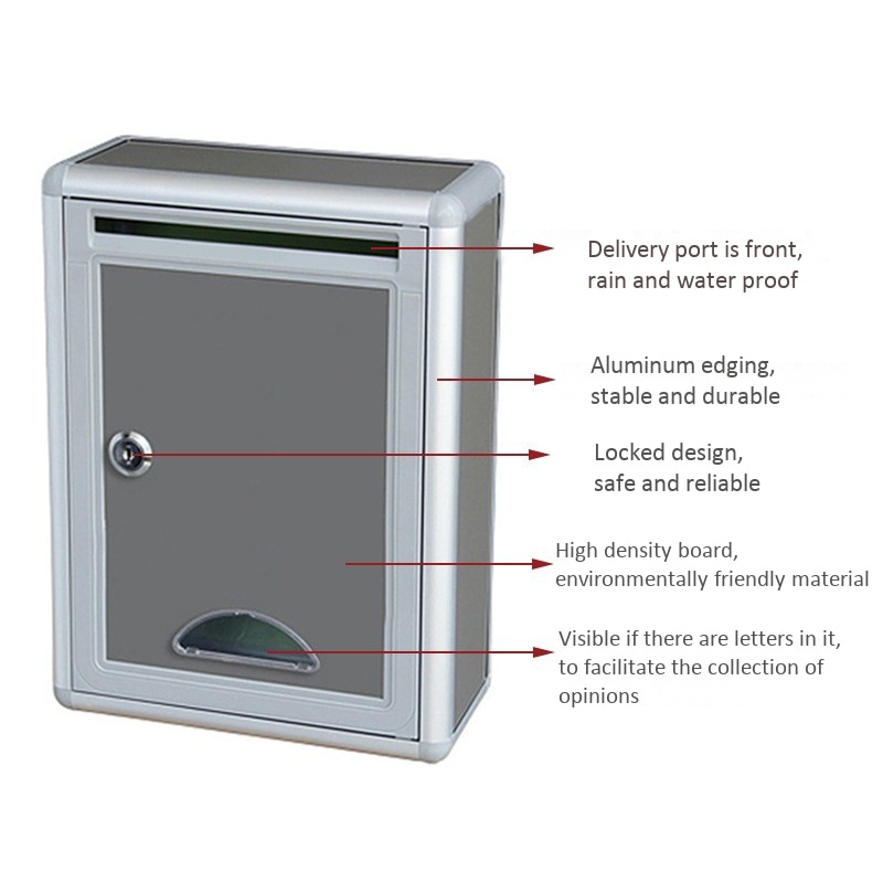 Vintage Aluminum Alloy Lockable Secure Mail Letter Post Box Mailbox Post Box for Home Garden Ornament Decor
