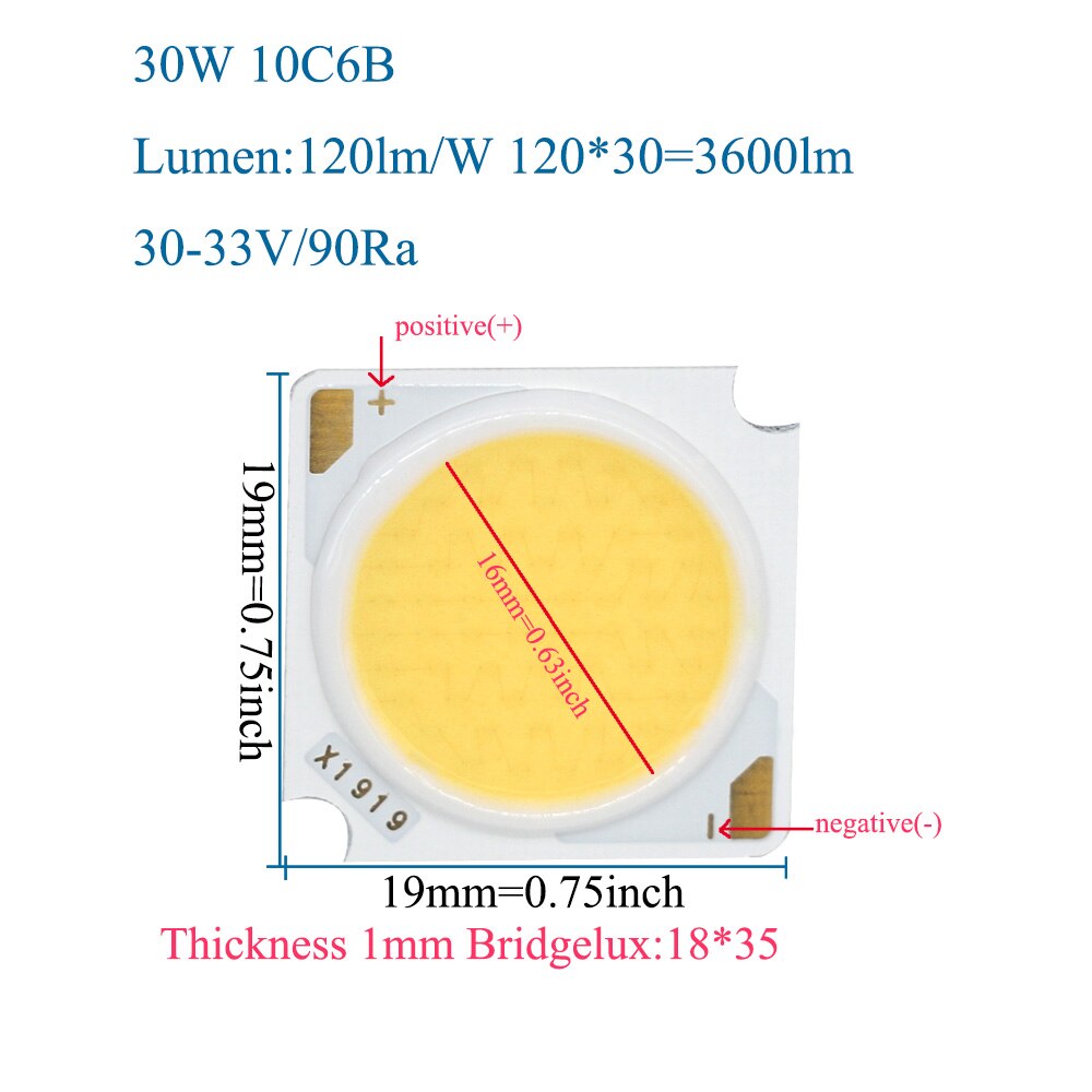 10pcs 10W 20W 30W 40W 50W High CRI90 COB LED Light-Emitting Diode Bridgelux Chip 1919 LED Ra90 Led Cob LED Bulb Led Track Light