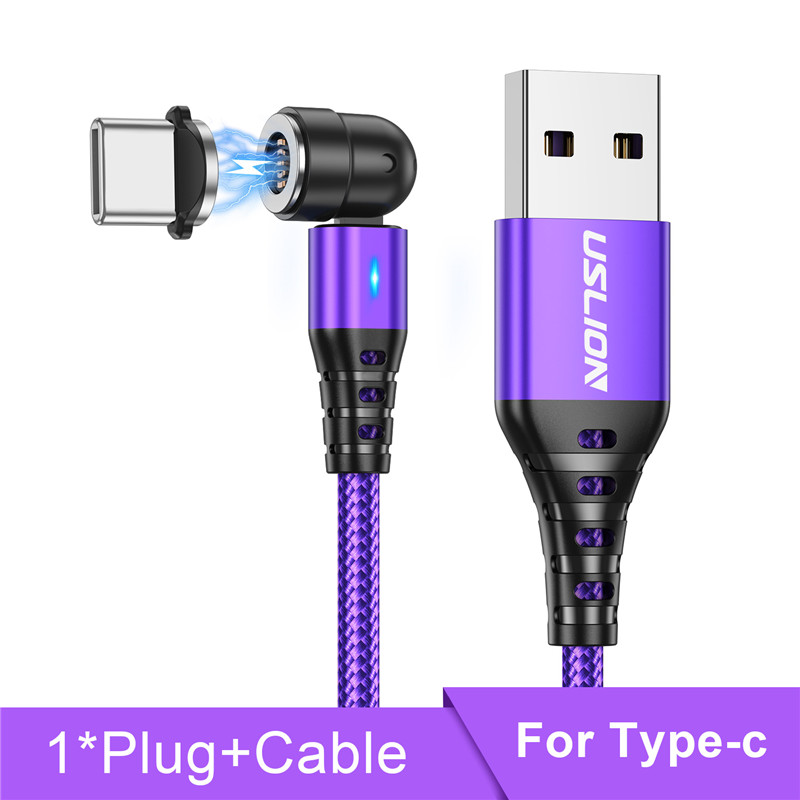 Kabel magnetyczny 5A Obrót o 540 stopni Kabel do szybkiego ładowania typu C Kabel do ładowania magnetycznego Micro USB Przewód do transmisji danych telefonu do iphone'a Xiaomi Samsung: Ciemnoszary / 0.75 m