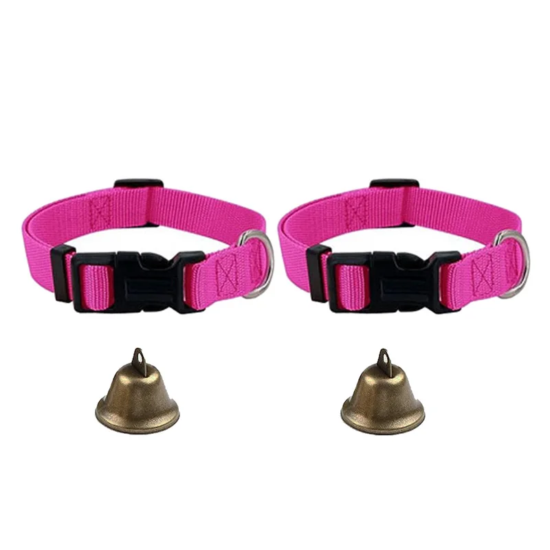 Colliers de chèvre réglables avec cloches, laisse pour chien, corde en Nylon, mouton, pâturage, cloche en cuivre, accessoires pour animaux de ferme: Rose