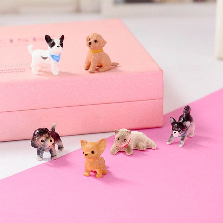 6 stks/set 1:12 Schaal Simulatie Kat En Hond Poppenhuis Miniatuur Model Poppenhuis Decoratie Poppen Accessoires