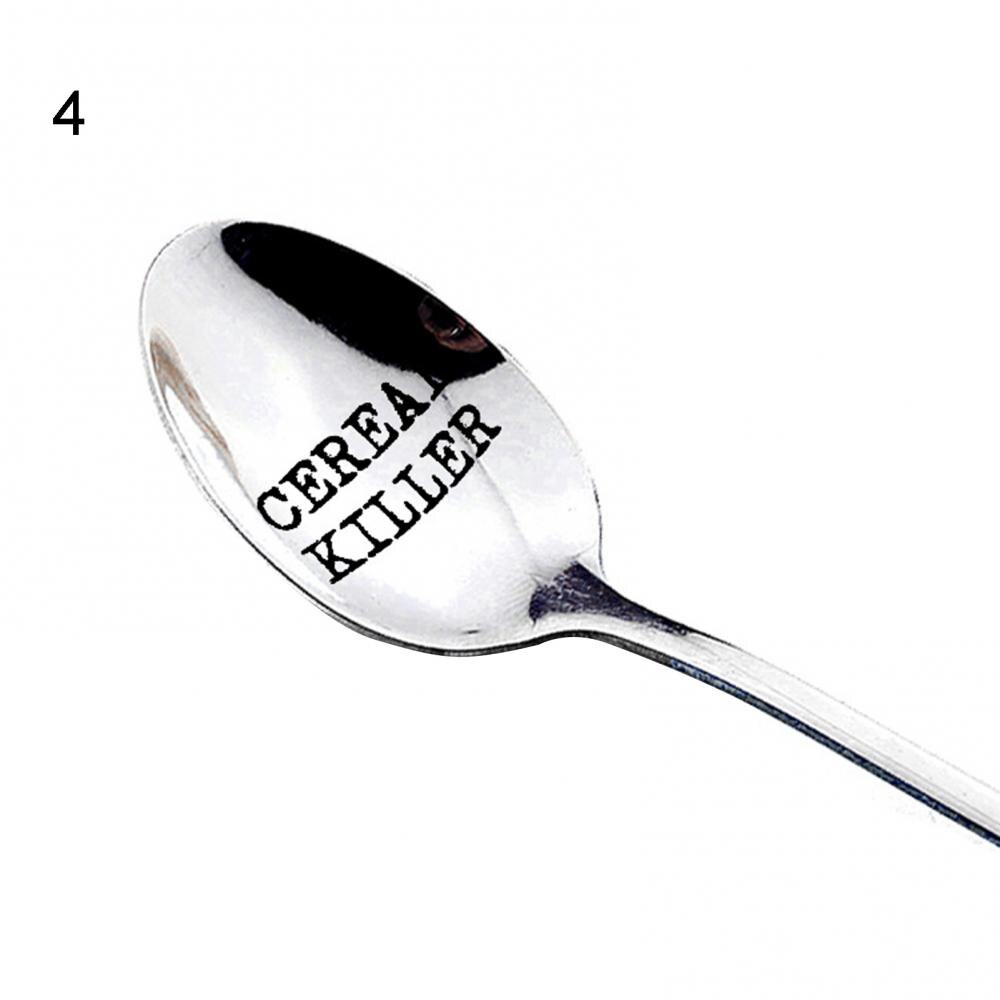 Stainless Steel Spoon Letter Engraved Fruit Family Dinner Supplies Family Dinner Supplies