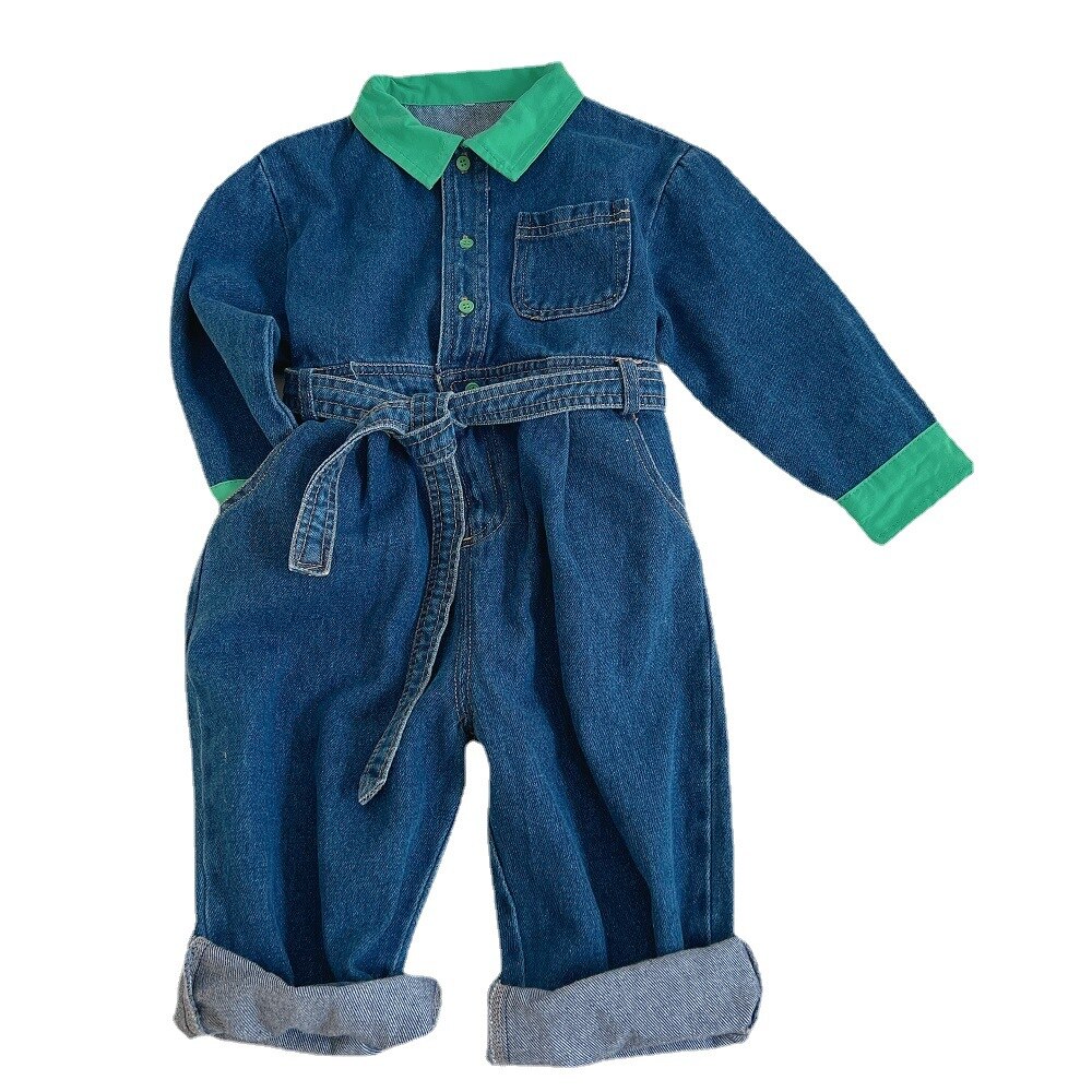 Mono vaquero de manga larga para niño y niña, Peto vaquero de , pantalones vaqueros para niño pequeño, ropa de otoño, novedad de primavera 2022: 7 años