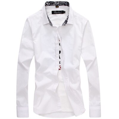 Herrkläder herrskjorta blommig långärmad casual slim fit plus size 5xl herrklänningsskjortor billiga herrkläder: Vit / Asiatisk  m 165cm 55kg