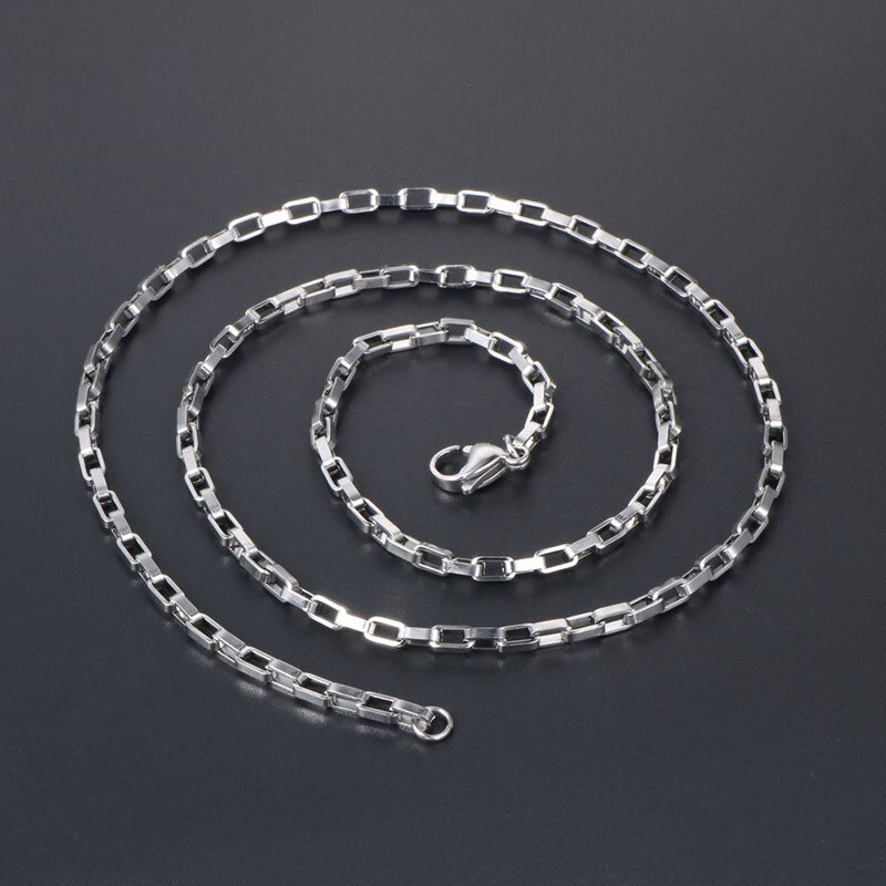 Men And Women Couple Item Matching Chain Titanium Steel Rectangular Box Chain Necklace Jewelry Accessories