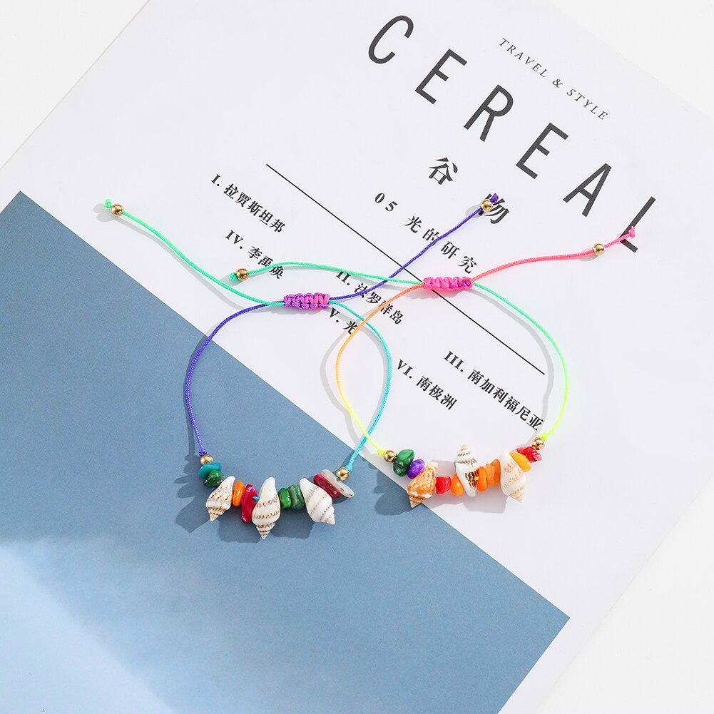 12 Stuks Schelp Armband Enkelband Charm Kralen Zee Handgemaakte Boho Verstelbare Braid Enkelbandje Voet Sieraden Voor Vrouwen Meisje