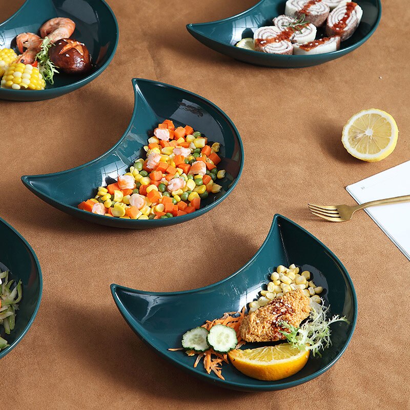 Servies Plaat Set Food Grade Pp Maan Vorm Diner Gourmet Keuken Bestek Snoep Fruit Gerechten Combinatie Platter