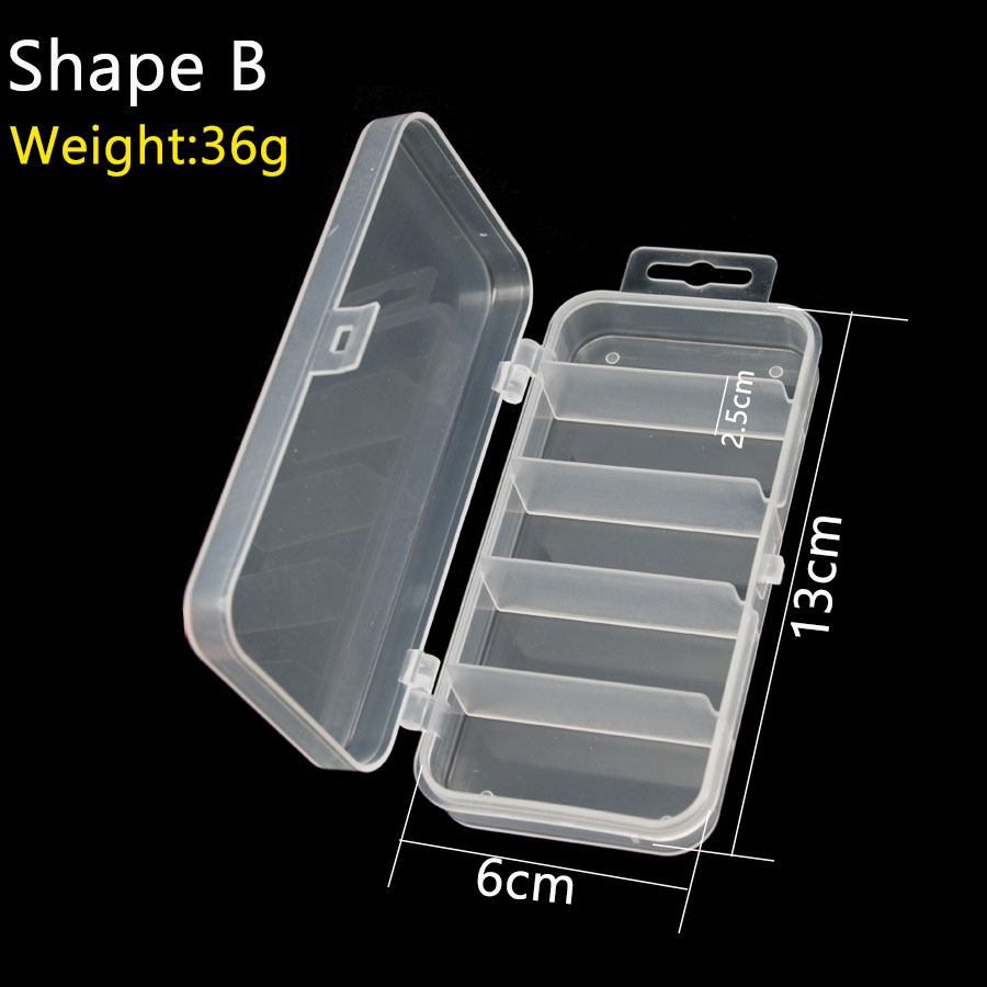 fishing lure box 20 cells, two levels 16cm*9.5cm*3.9cm with Transparent Visible Strength Plastic Lure Fishing Tackle Bait Box: ShapeB