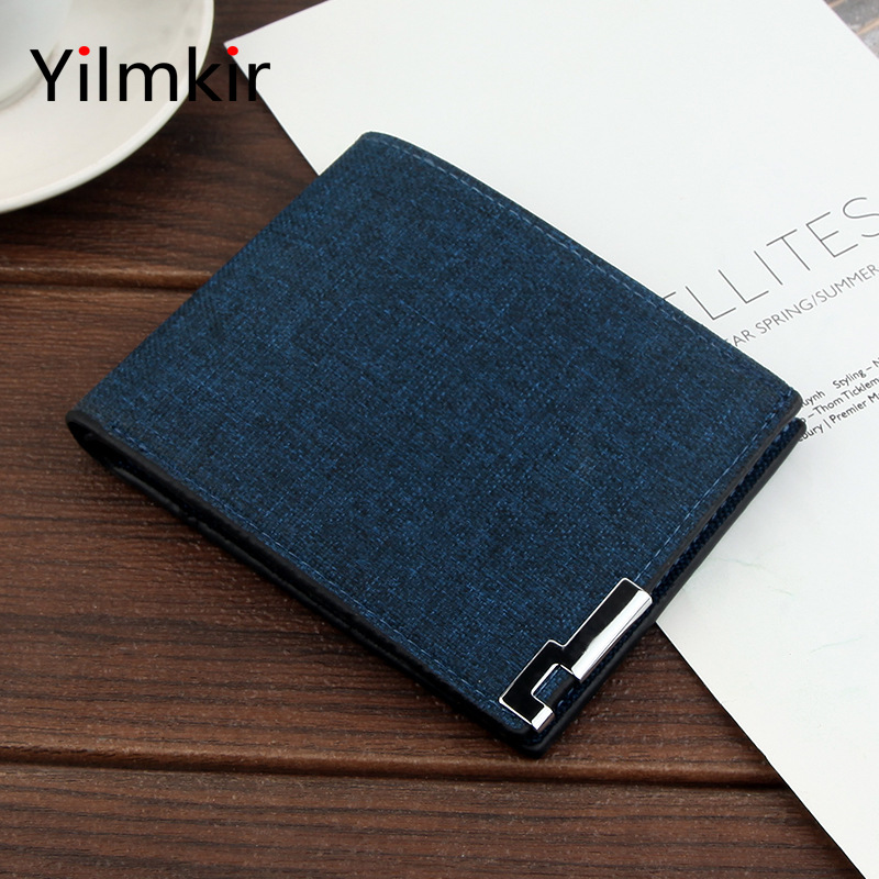 Multifunktionale Herren-Geldbörse aus Segeltuch, Freizeit, Reisen, leicht, tragbar, kurzer Stil, passend für Herren, Kreditkarteninhaber, Münzgeldbörse: Blau