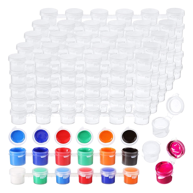 100 Strips 600 Pots Empty Paint Strips Paint Cup Clear Plastic Storage Containers Painting Craft Supplies(5 Ml/ 0.17 Oz): Default Title