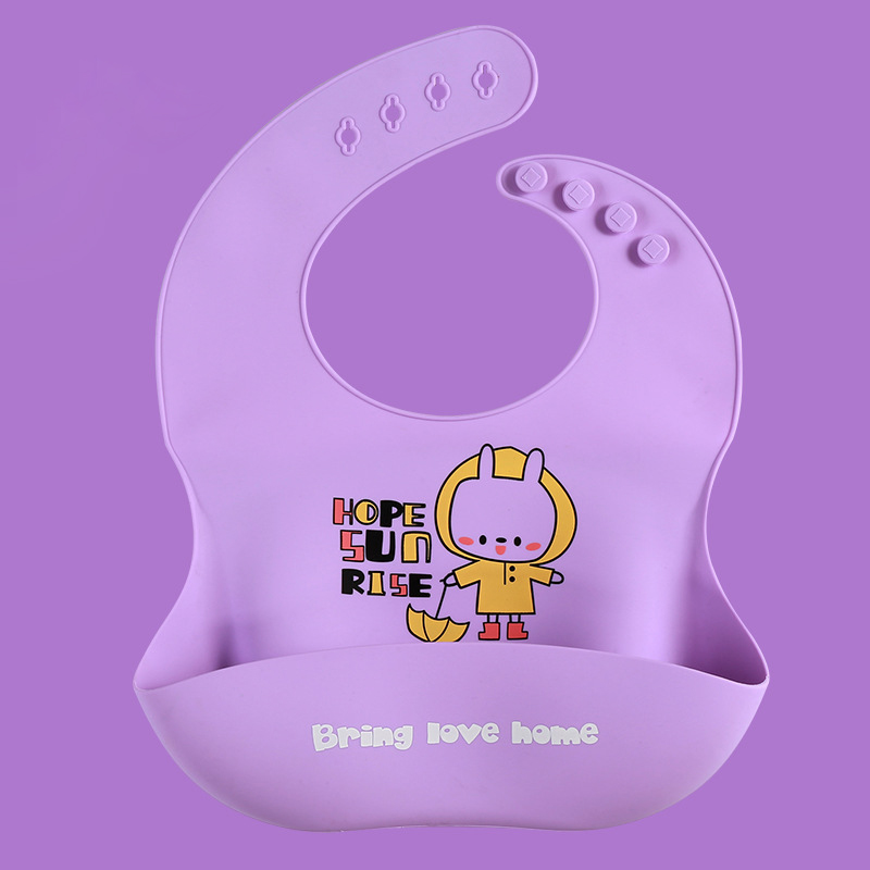 Niedliches Baby- #39 -lätzchen mit speicheltuch, wasserdichtem silikon, verstellbarem umfang, Karikatur-motiv und tasche: 6